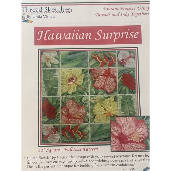 Hawaiian Sunrise Pattern w/ CD Golden  52” Linda Visnaw Hibiscus Quilt Kit New - Picture 1 of 4